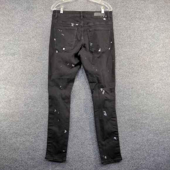 Karter Collection Men's Skinny Leg Jeans 32 Black Side Stripe Distressed - Picture 5 of 11